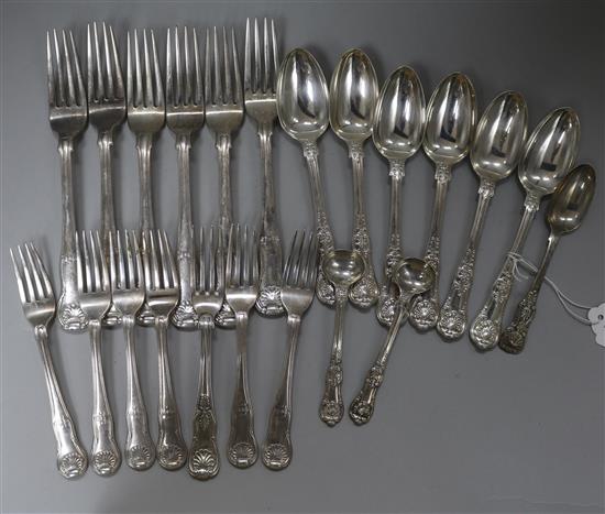 A quantity of mainly 19th century silver flatware, various, patterns, dates and makers, 46 oz.